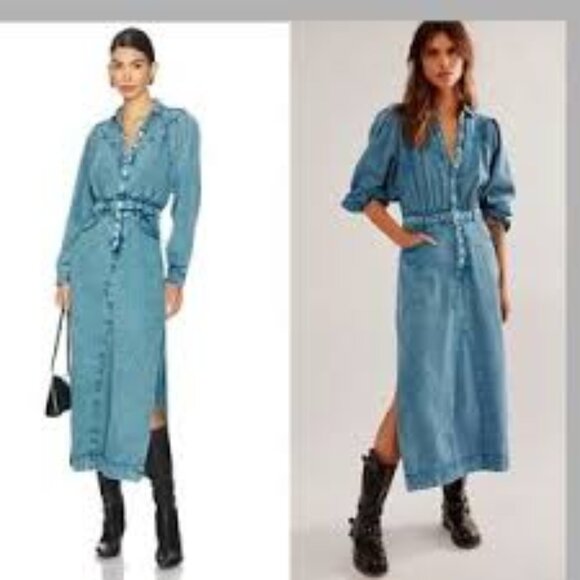 Free People Dresses & Skirts - 6 - NWT FREE PEOPLE MAD LOVE DENIM MIDI DRESS